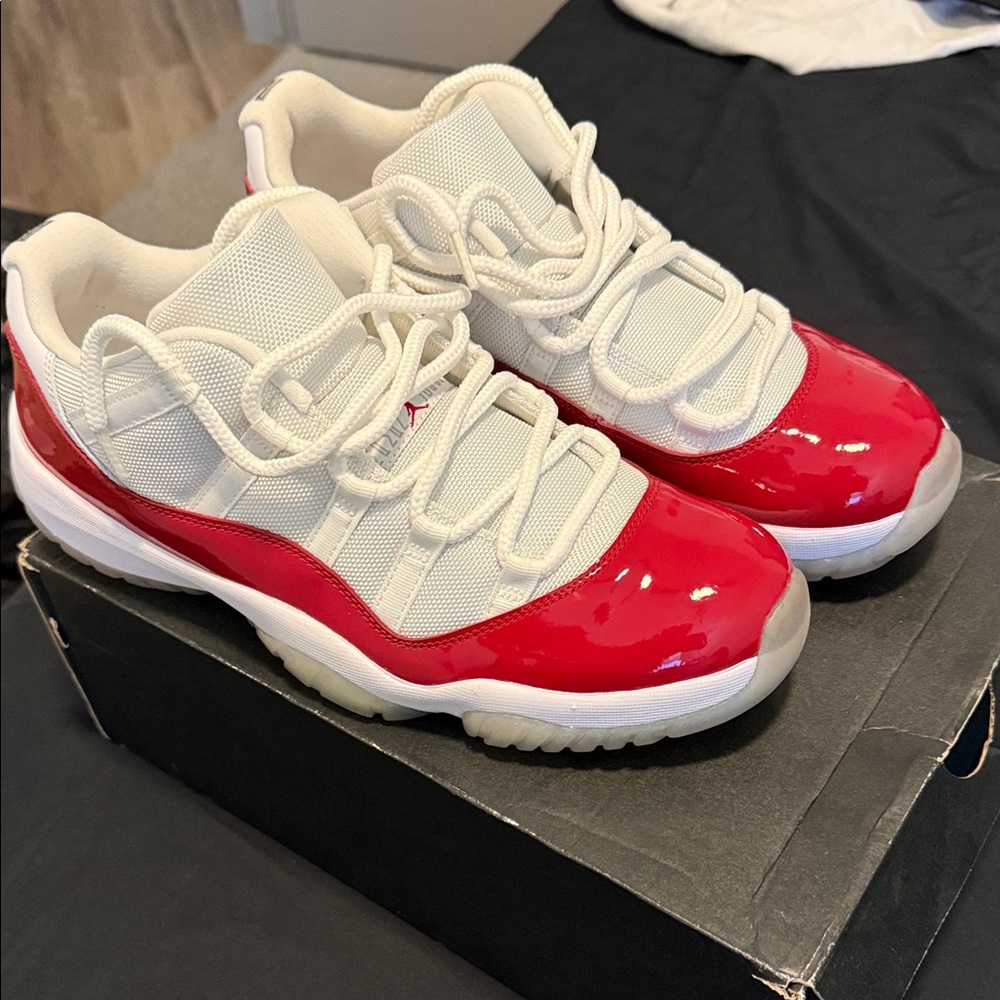 Jordan Red and White Athletic Shoes